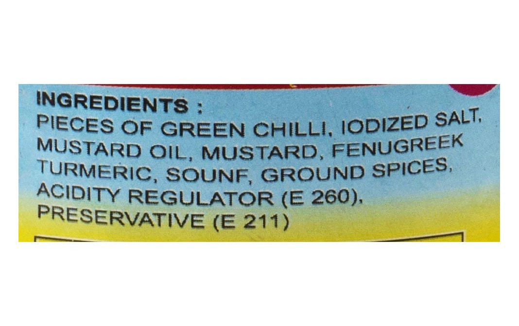 Ozone Globle Green Chilli Pickle    Plastic Jar  400 grams